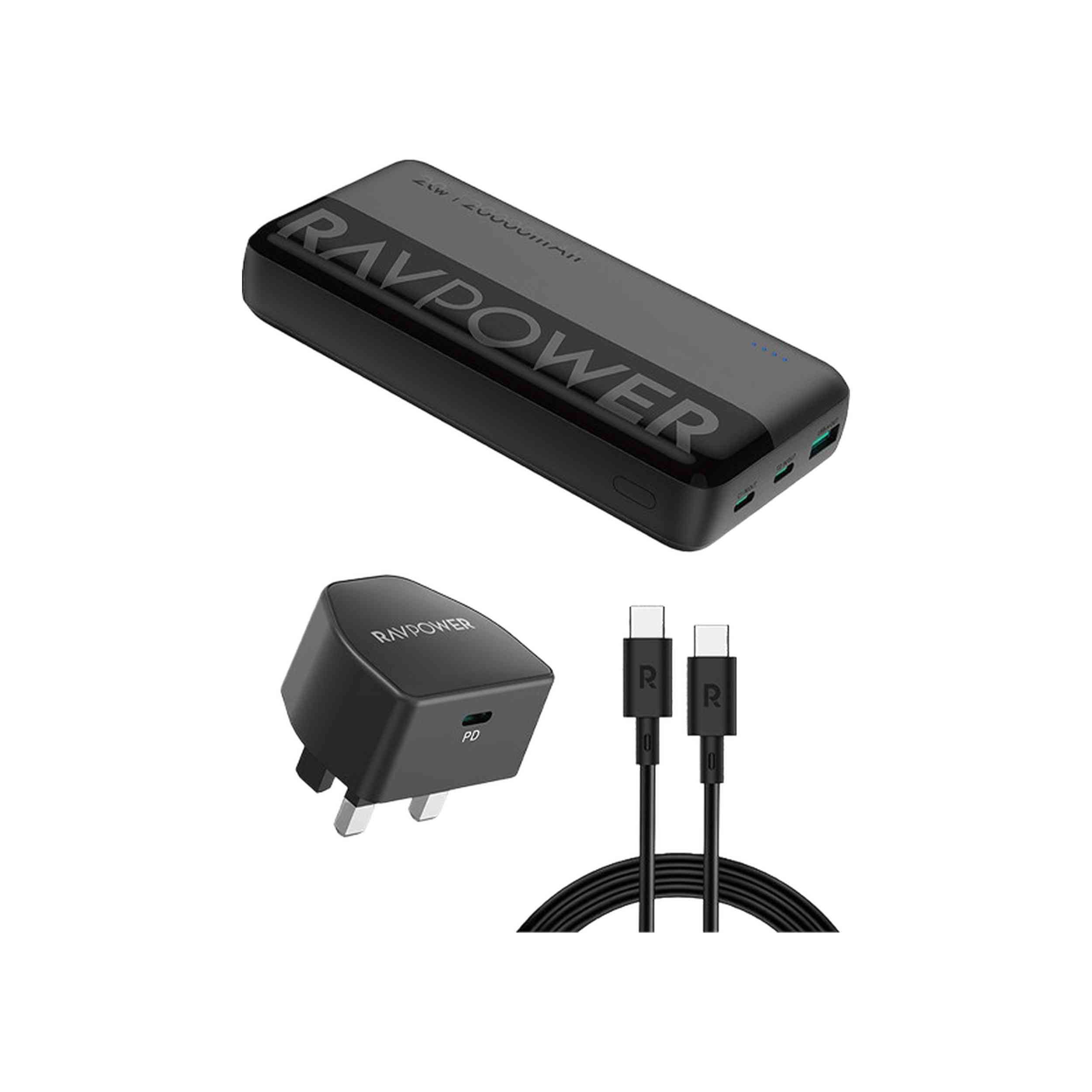 ravpower Ravpower 3-in-1 Travel Charging Combo 20W 20000mAh 20000mah power: 20w | capacity: 20000mah