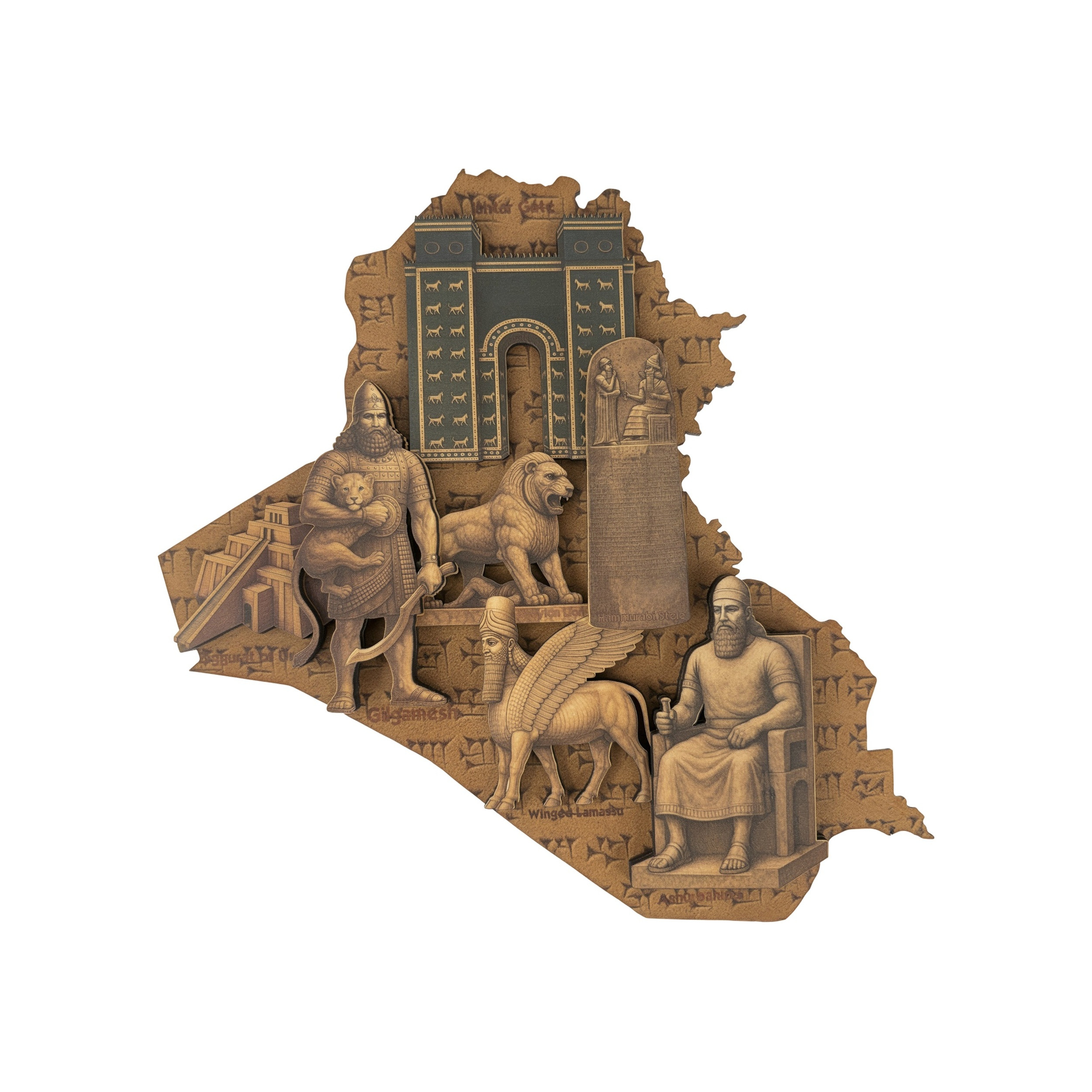 Iraq Athar Asmar Map Wood