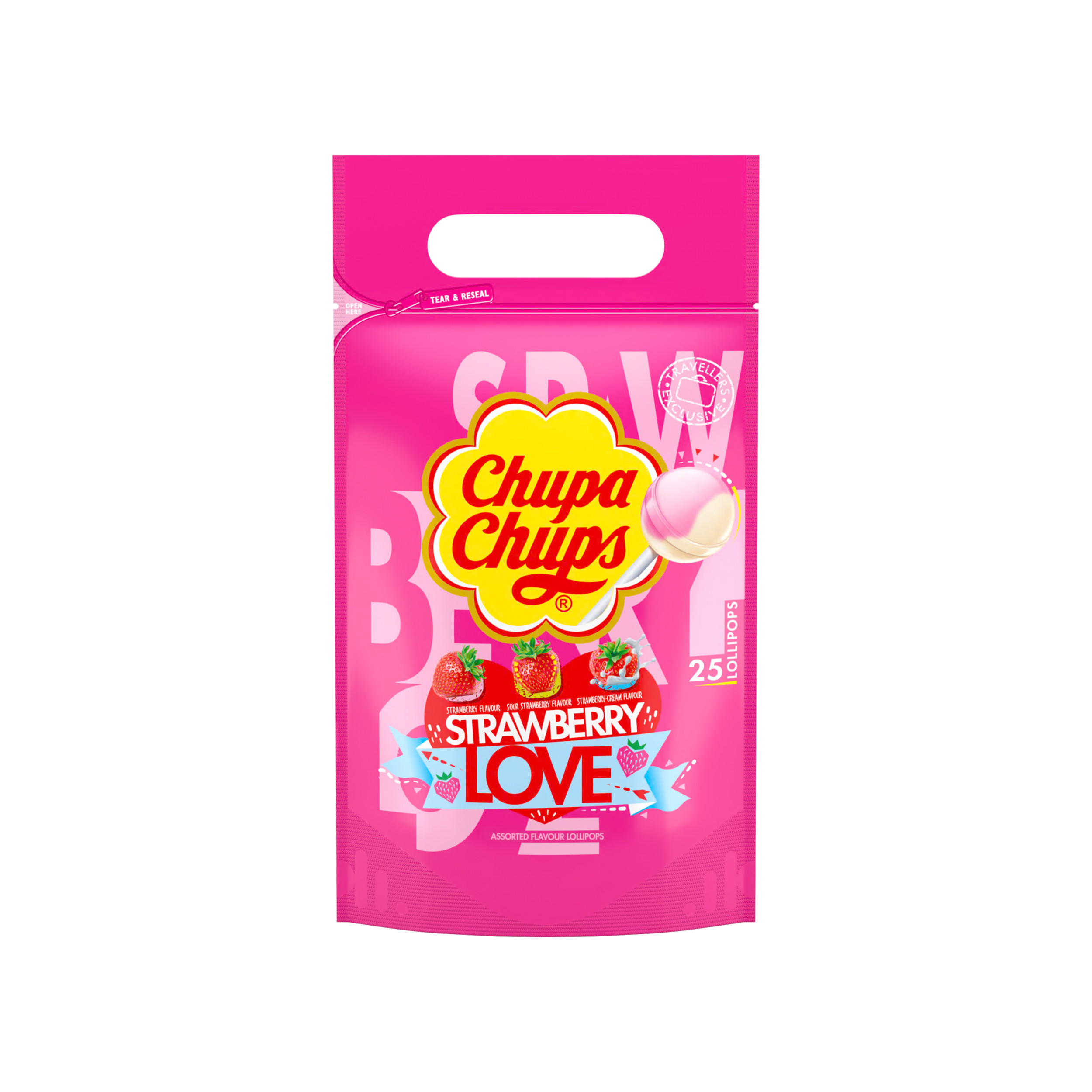 Lollipop Chupa Chups Strawberry Love   25 Pieces